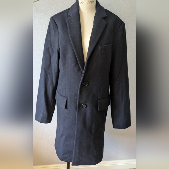 Quince Men's Cadet Blue Wool Overcoat - Picture 1 of 11